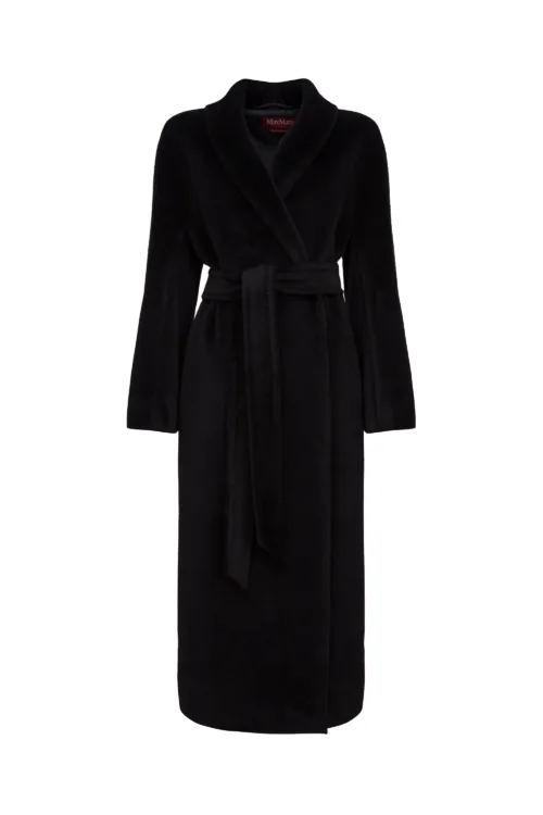 MAX MARA STUDIO: Black alpaca and wool coat