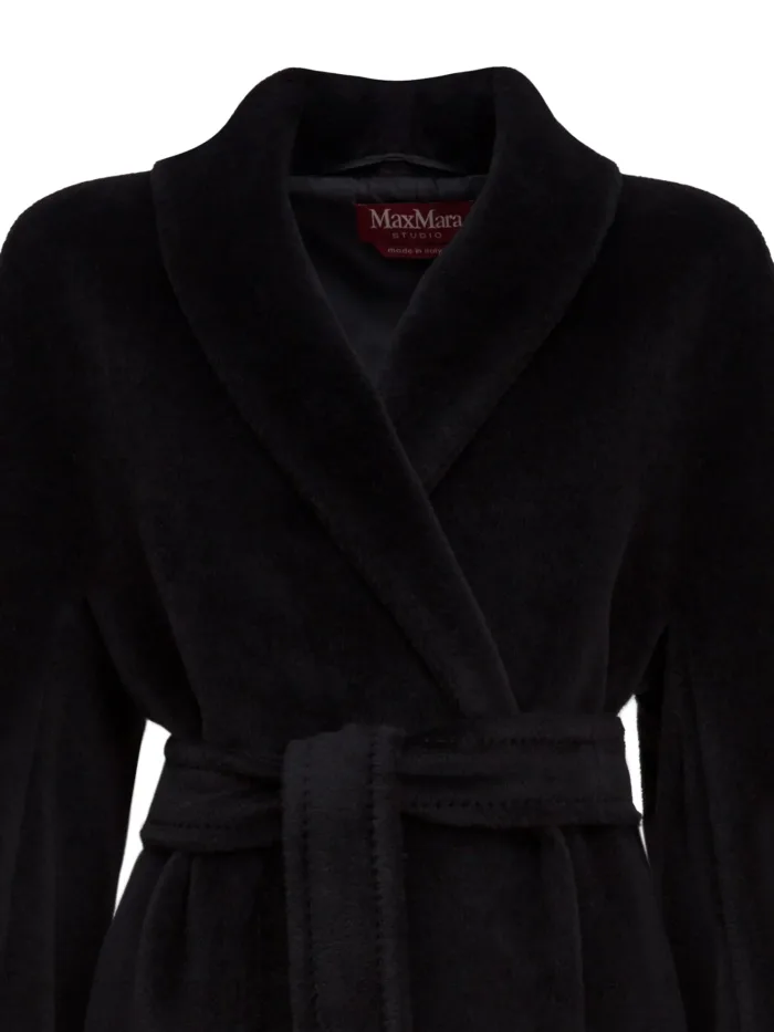 MAX MARA STUDIO: Black alpaca and wool coat