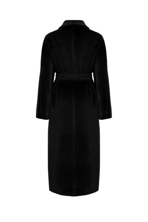 MAX MARA STUDIO: Black alpaca and wool coat