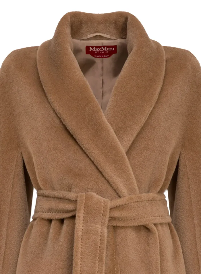 MAX MARA STUDIO: USA alpaca and wool brown coat