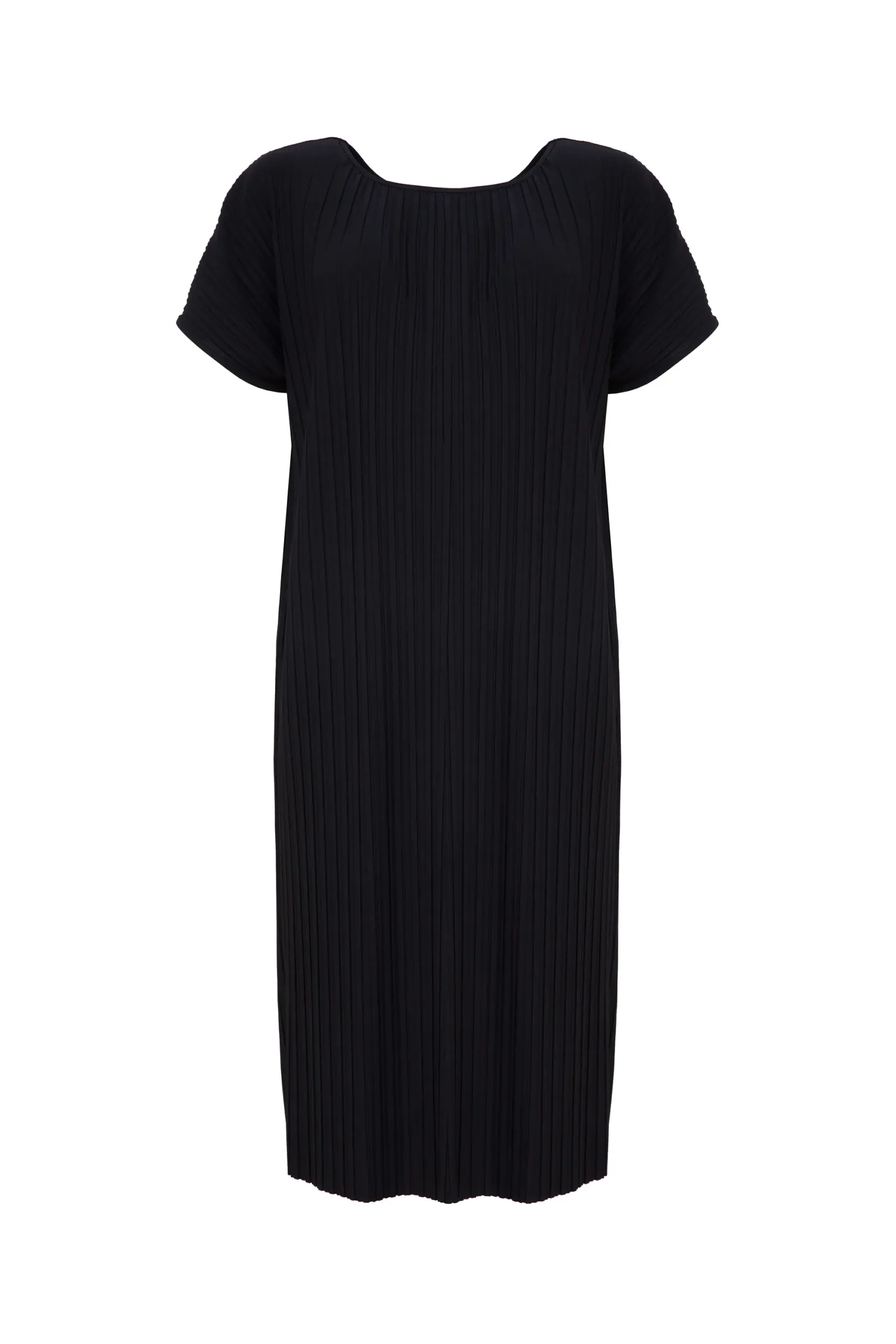 MARINA RINALDI: Black pleated jersey midi dress GARA