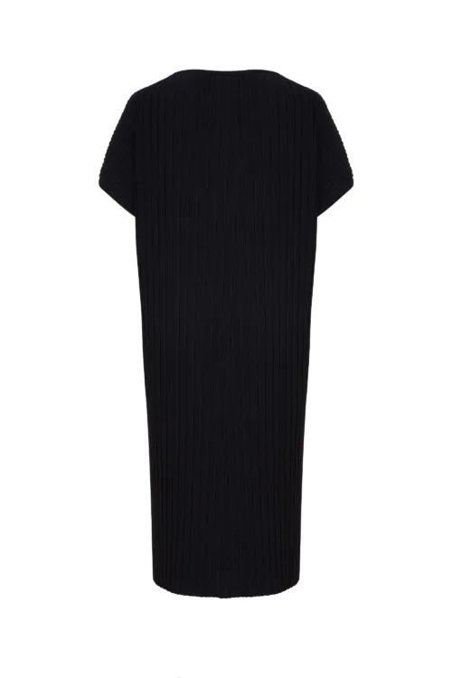 MARINA RINALDI: Black pleated jersey midi dress GARA