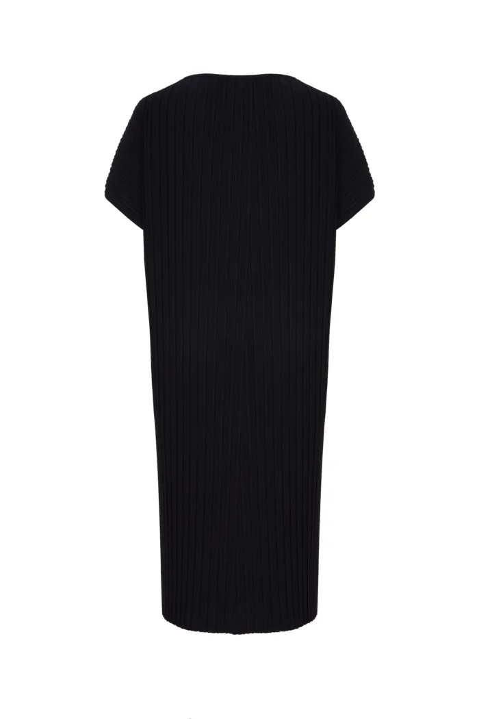 MARINA RINALDI: Black pleated jersey midi dress GARA