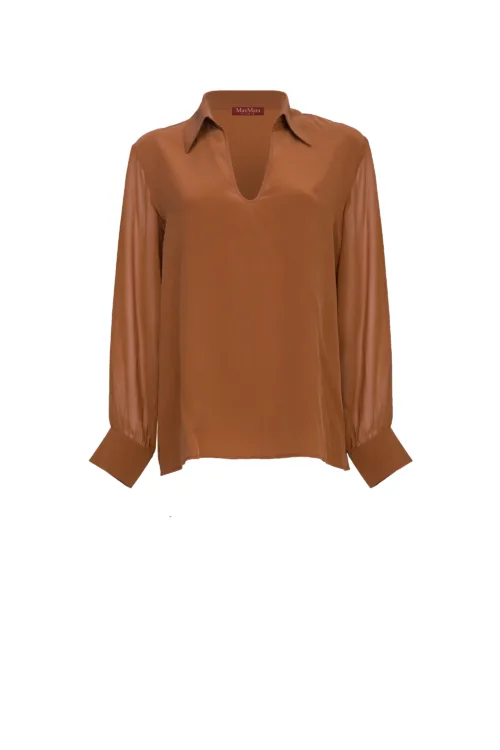 MAX MARA STUDIO: UBICATO Silk Shirt with Sheer Sleeves