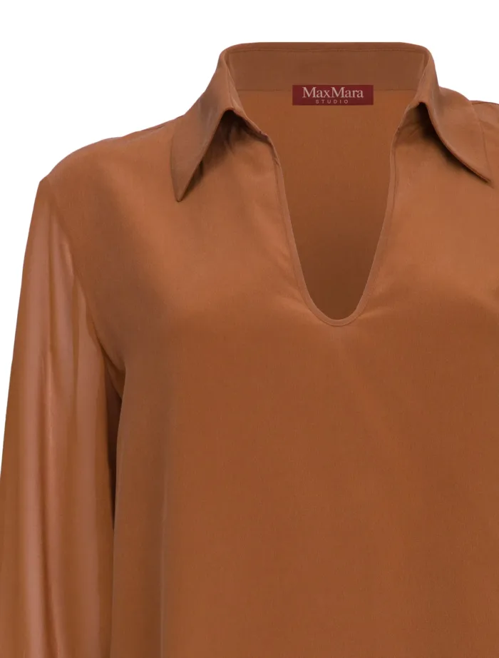 MAX MARA STUDIO: UBICATO Silk Shirt with Sheer Sleeves