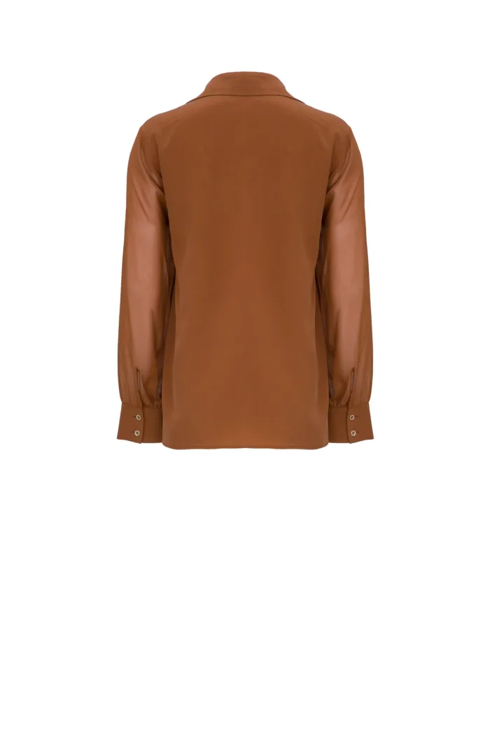 MAX MARA STUDIO: UBICATO Silk Shirt with Sheer Sleeves