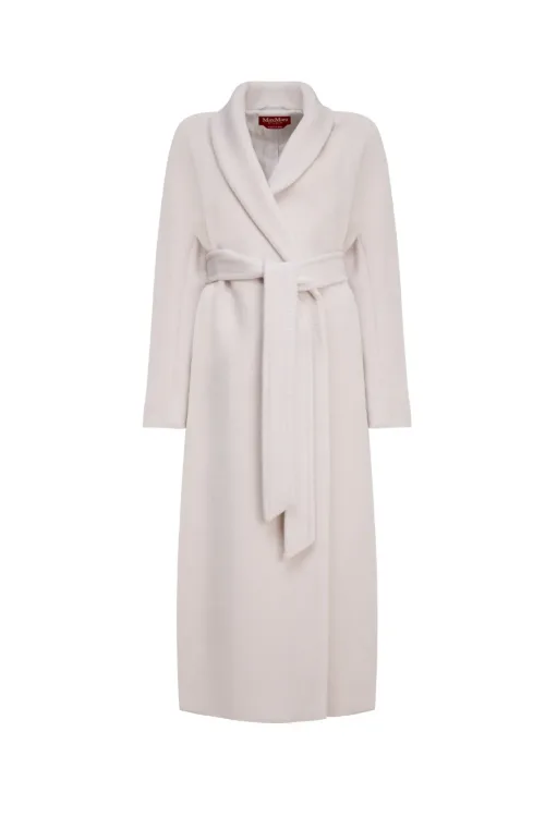 MAX MARA STUDIO: USA alpaca and wool white coat