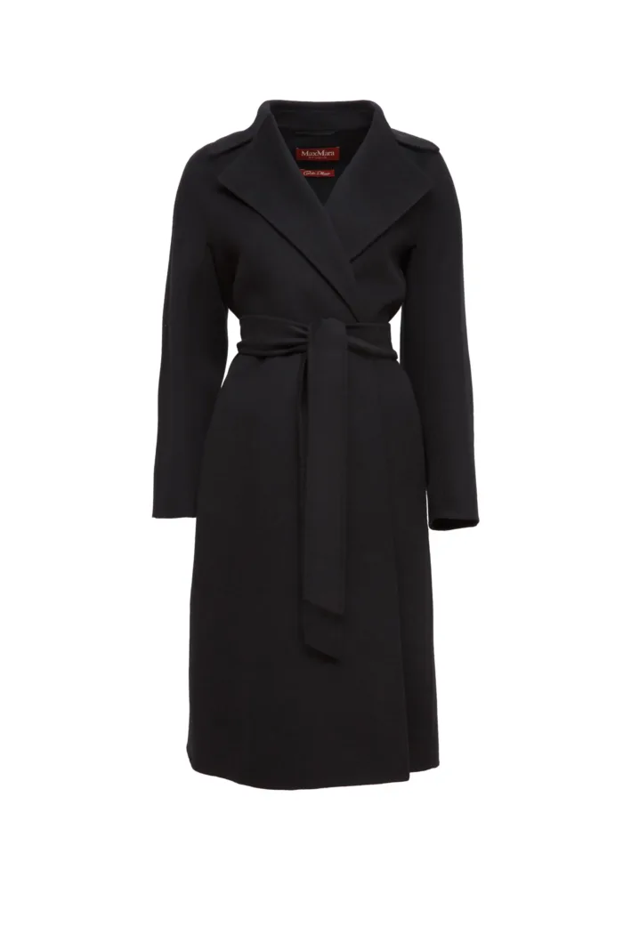 MAX MARA STUDIO: CLES Mantel aus Wolle, Kaschmir und Seide in Schwarz