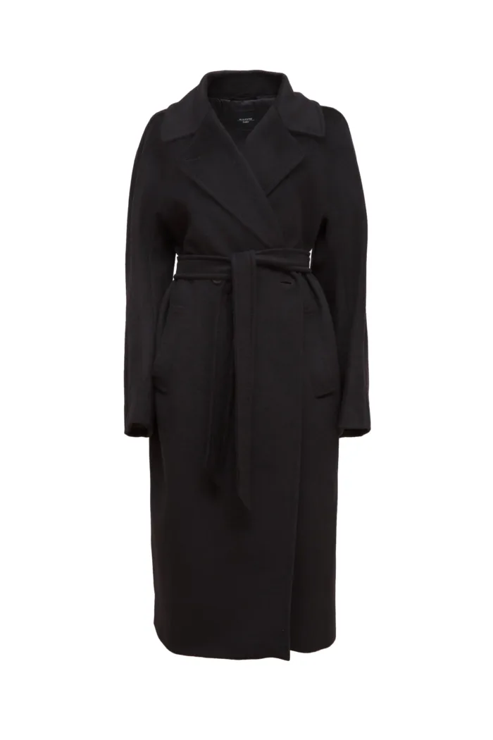 WEEKEND MAX MARA: Abrigo de lana midi RESINA (negro)